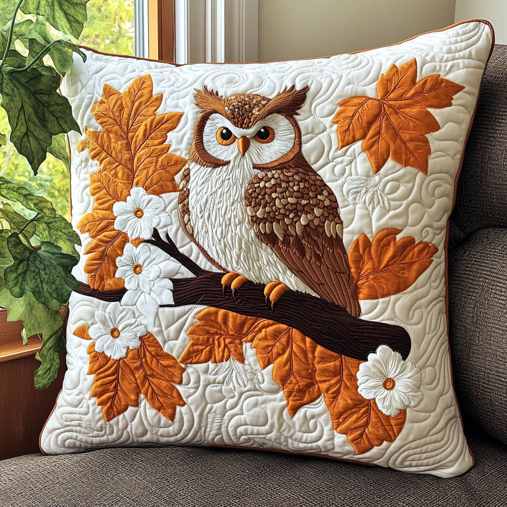 Autumn Owl Quilted Pillow Case Couch Pillows Christmas Presents For Her