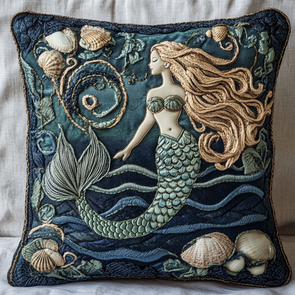 Beautiful Mermaid Quilted Pillow Case Mermaid Theme Gifts for Daughter