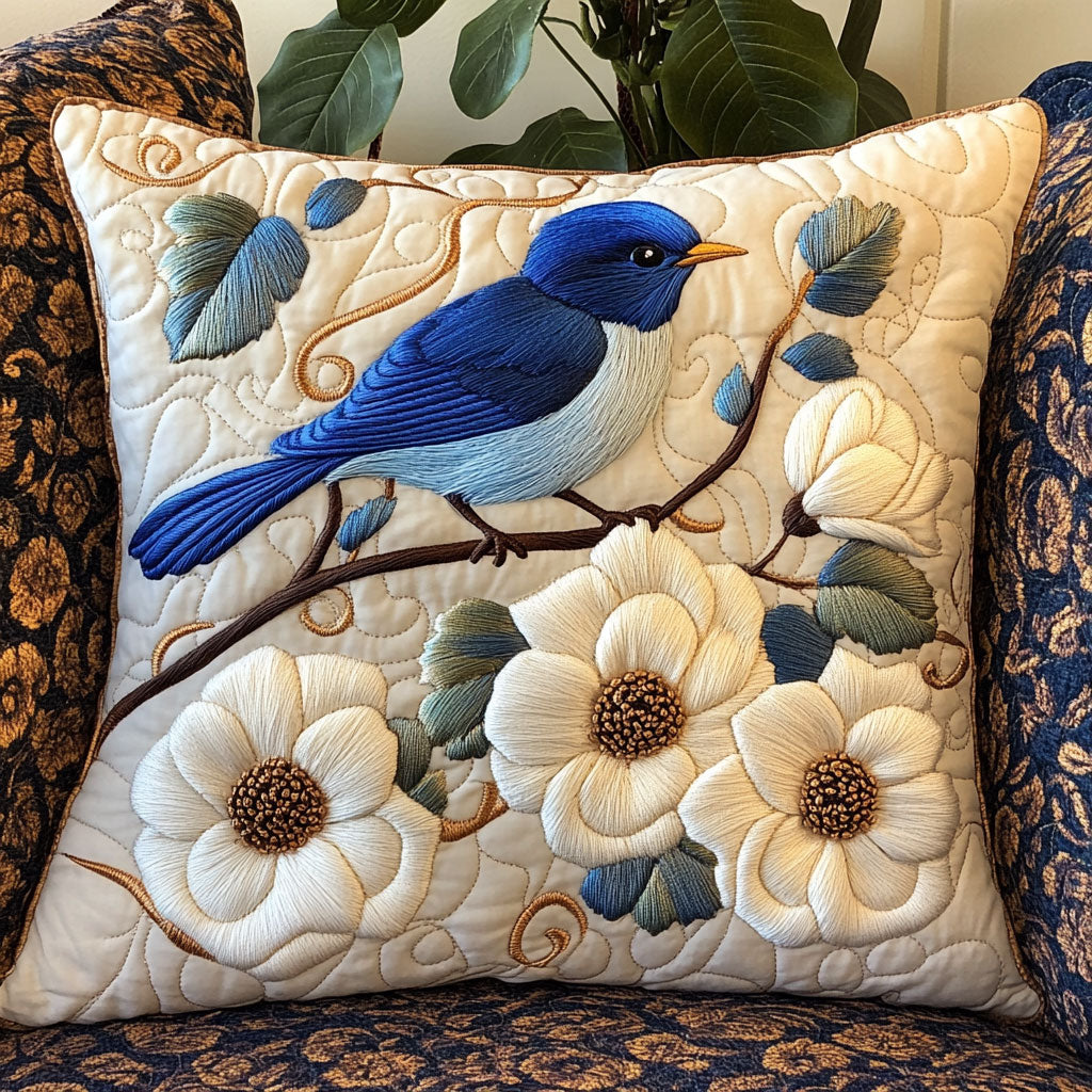 Blooming Bird Quilted Pillow Case Modern Throw Pillows Best Family Presents For Christmas