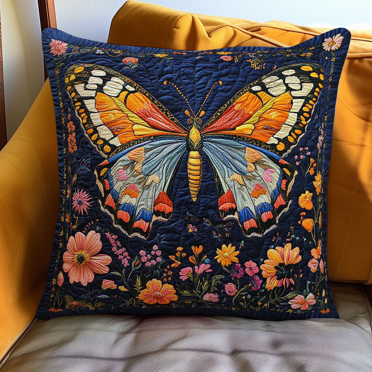 Blossom Butterfly Quilted Pillow Case Fall Throw Pillows Thanksgiving Gift for Grandparents