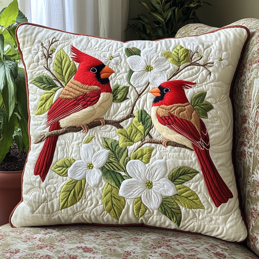 Cardinal Flower Quilted Pillow Case Decorative Pillows For Sofa Bonus Daughter Gifts