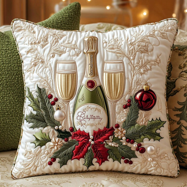 Christmas Champagne Quilted Pillow Case Decorative Pillow Covers Xmas Present For Sister In Law