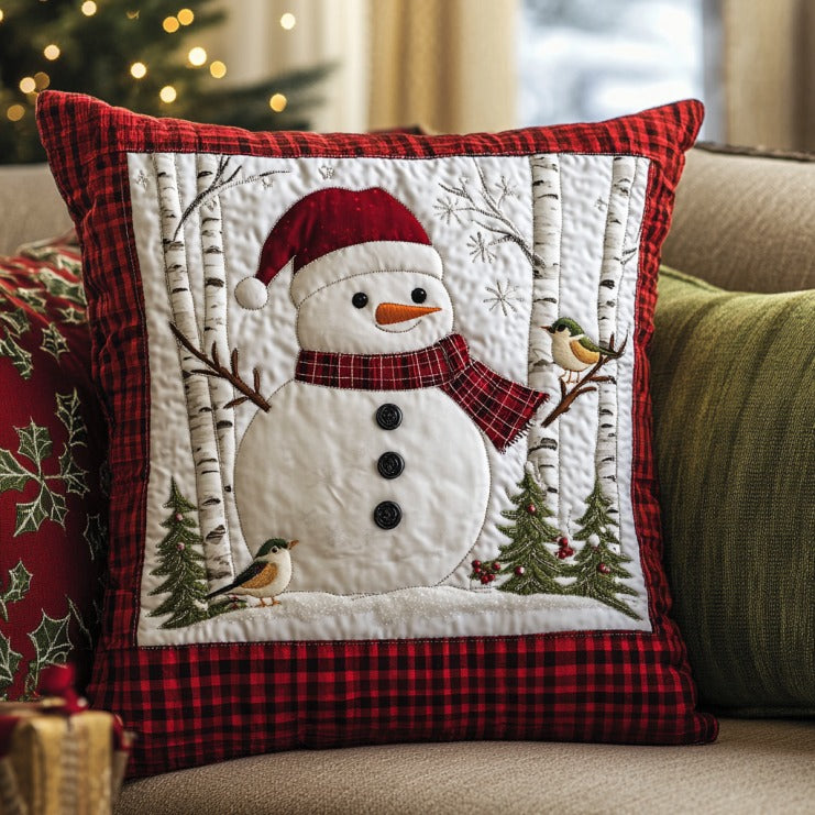 Christmas Snowman Quilted Pillow Case Holiday Pillows Snowman Christmas Presents