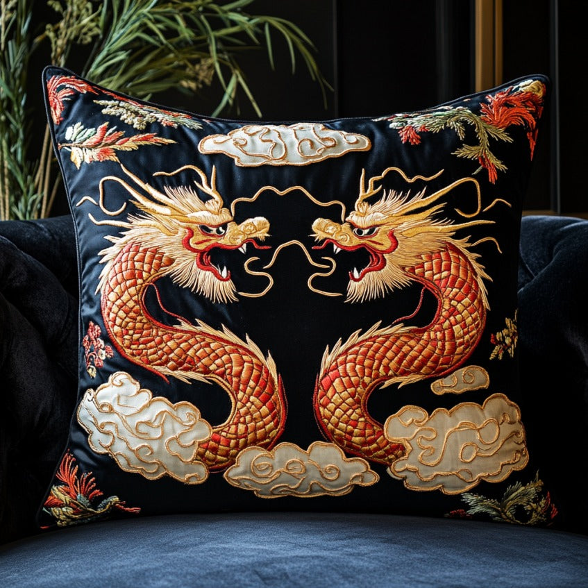 Couple Dragon Quilted Pillow Case Holiday Sofa Pillows Great Xmas Presents For Her