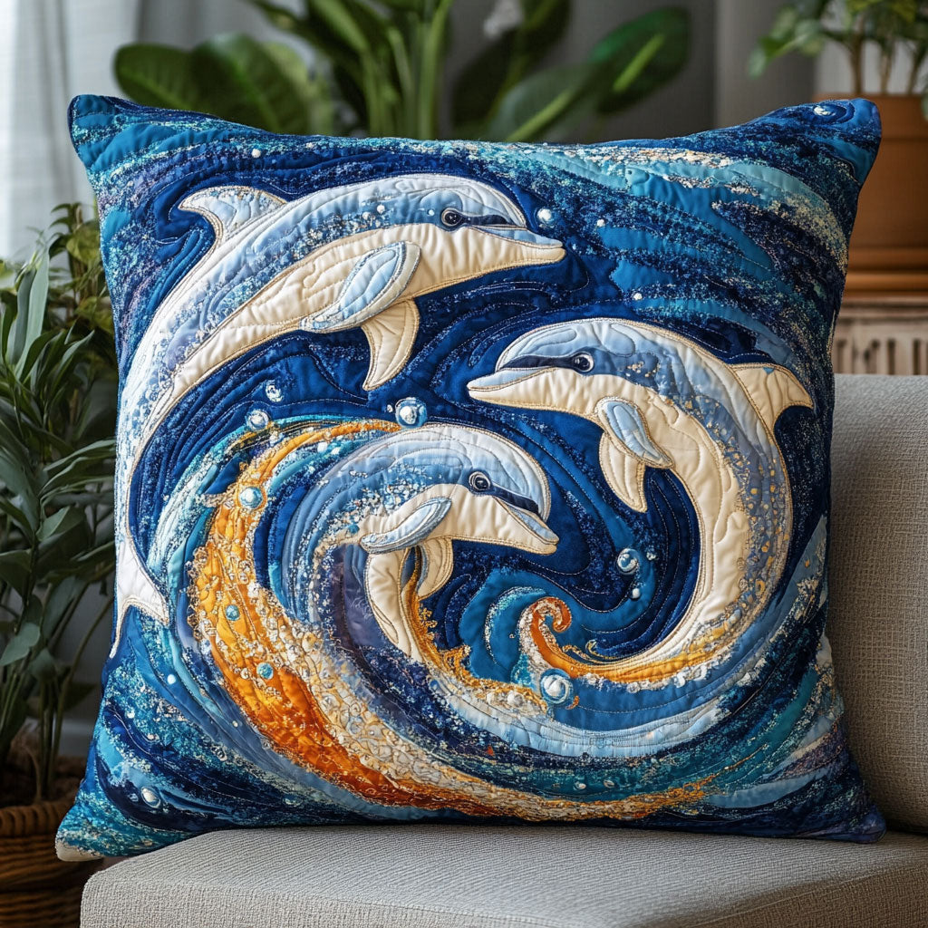 Dreamy Dolphin Quilted Pillow Case Throw Pillows For Couch Gifts For The Family Christmas