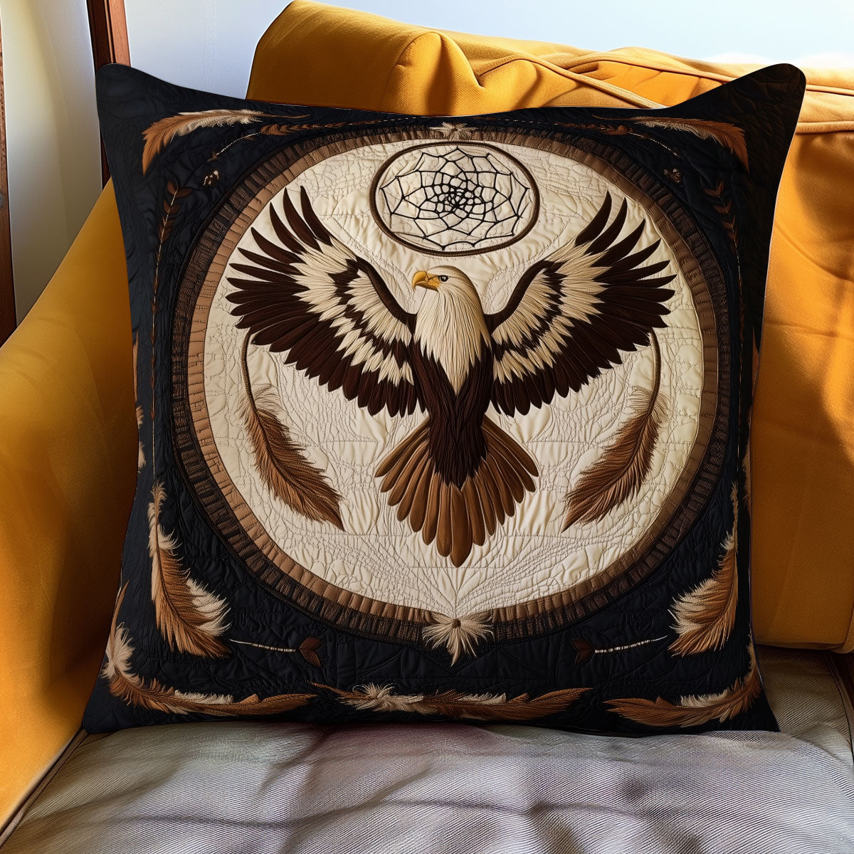 Eagle Feather Trail Quilted Pillow Case Large Couch Pillows Christmas Gift For Parents In Law