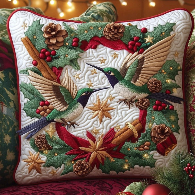 Festive Wings Quilted Pillow Case Holiday Throw Pillows Father Daughter Christmas Gifts