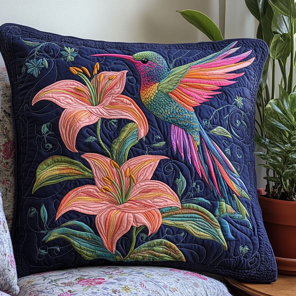 Floral Hummingbird Quilted Pillow Case Large Couch Pillows Gift Ideas For 40Th Birthday Woman