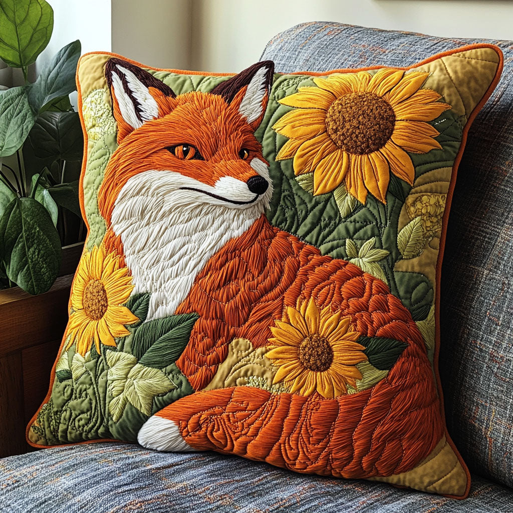 Fox Sunflower Quilted Pillow Case Modern Throw Pillows Christmas Gift From Daughter To Mother