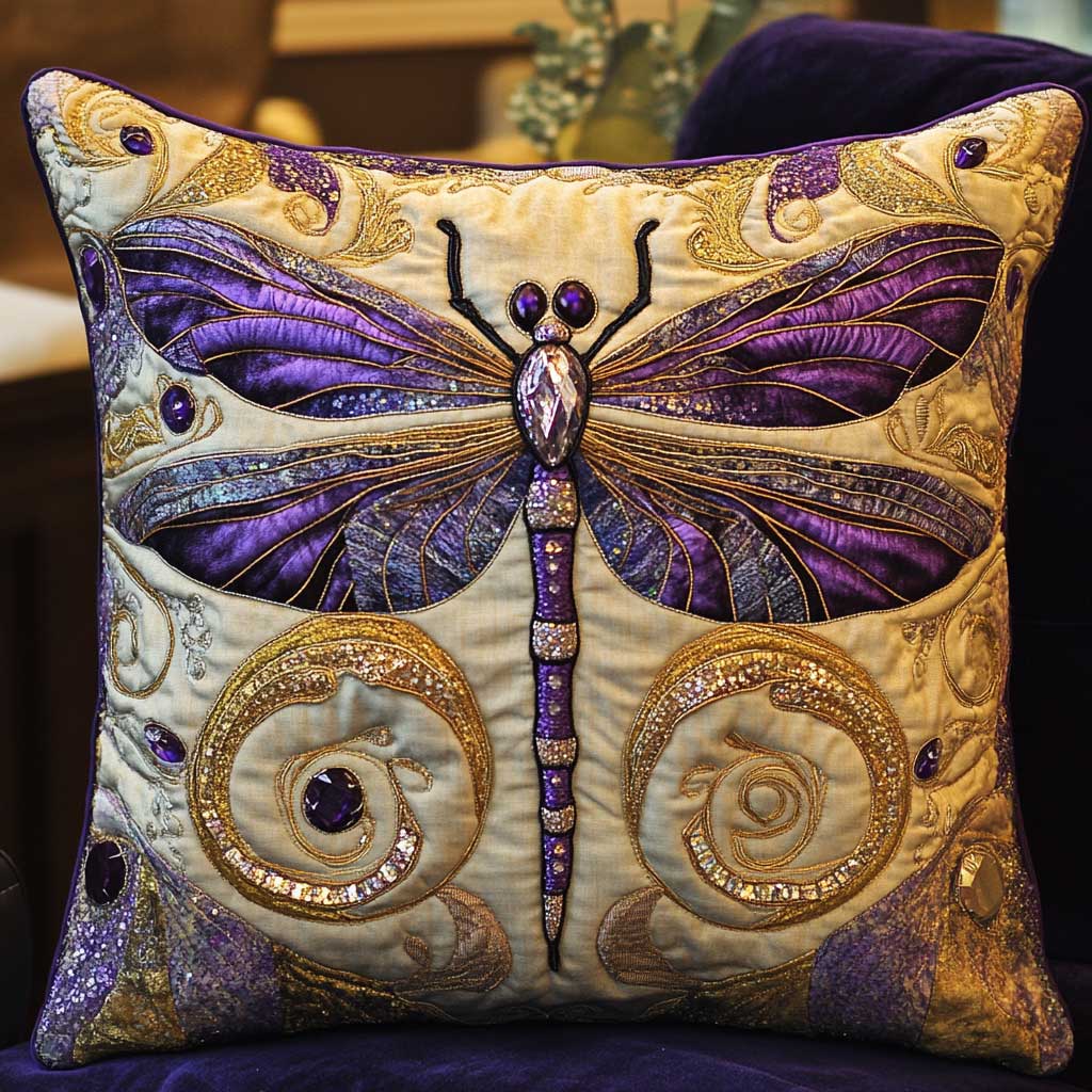 Gemstone Dragonfly Quilted Pillow Case Modern Throw Pillows Gifts For Dragonfly Lovers