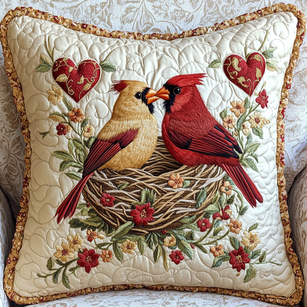 Heartfelt Cardinal Quilted Pillow Case Cardinal Design Pillow Nana Christmas Gift