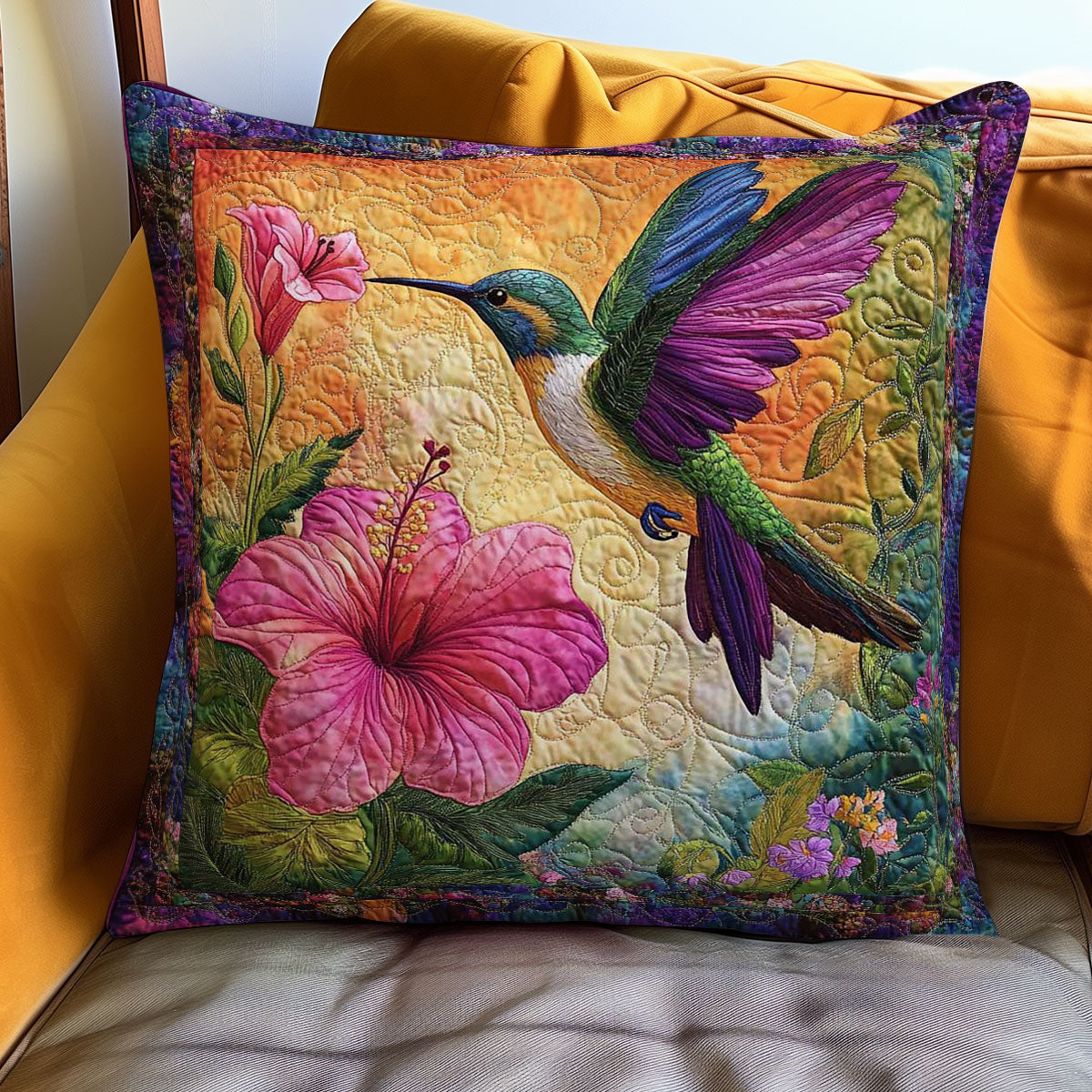 Hummingbird Harmony Quilted Pillow Case Couch Pillows Family To Family Christmas Gift Ideas