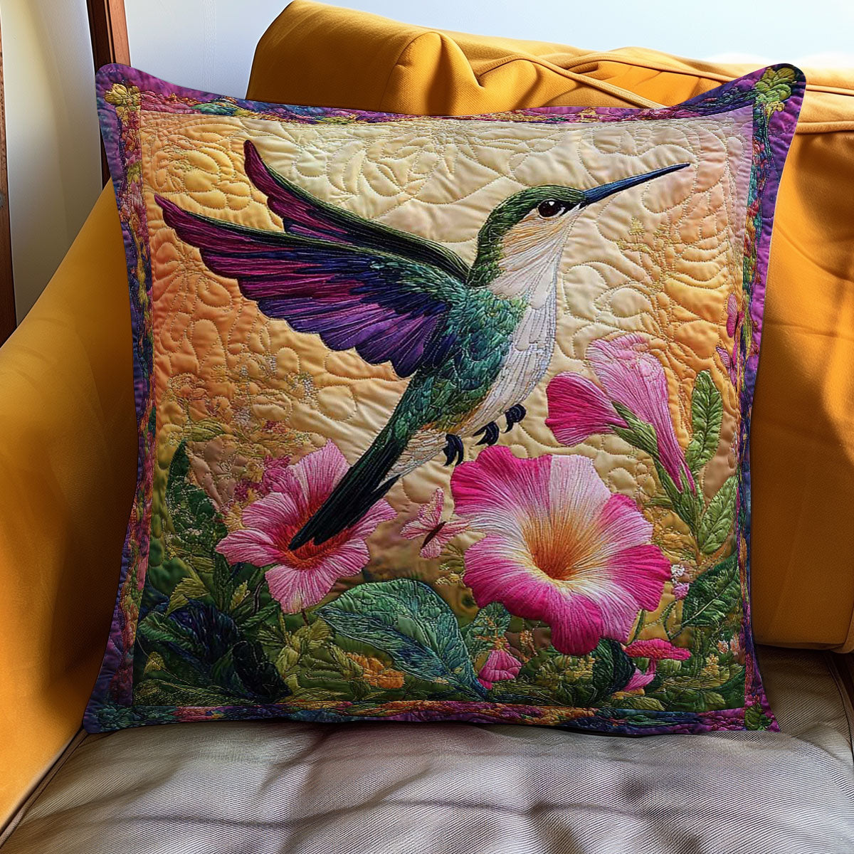 Hummingbird Paradise Quilted Pillow Case Hummingbird Themed Pillows Mummy Gifts From Daughter