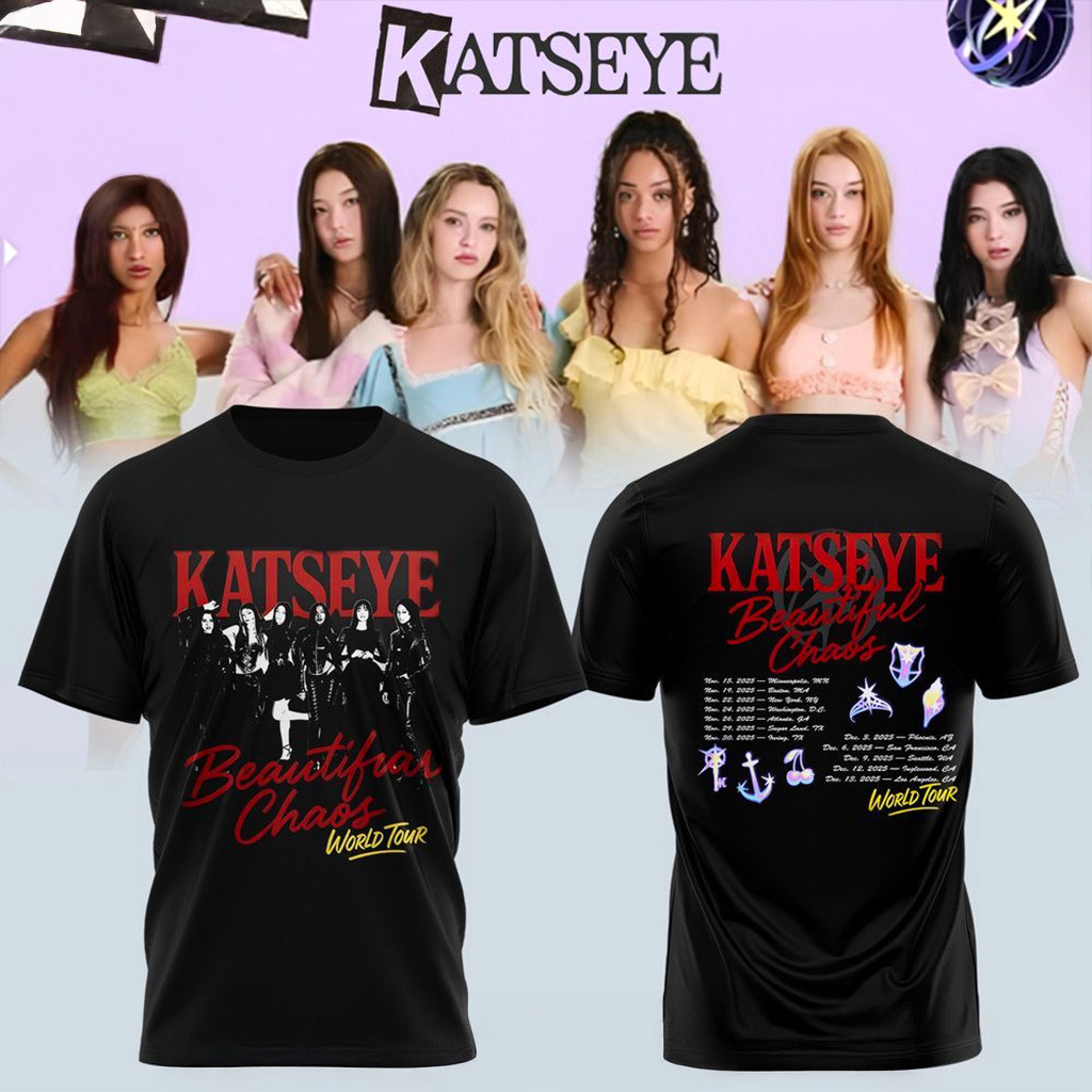 Felpa Con Cappuccio Katseye Beautiful Chaos Tour 2025 Unisex, Calda In Pile, Taglia XL - Regalo
