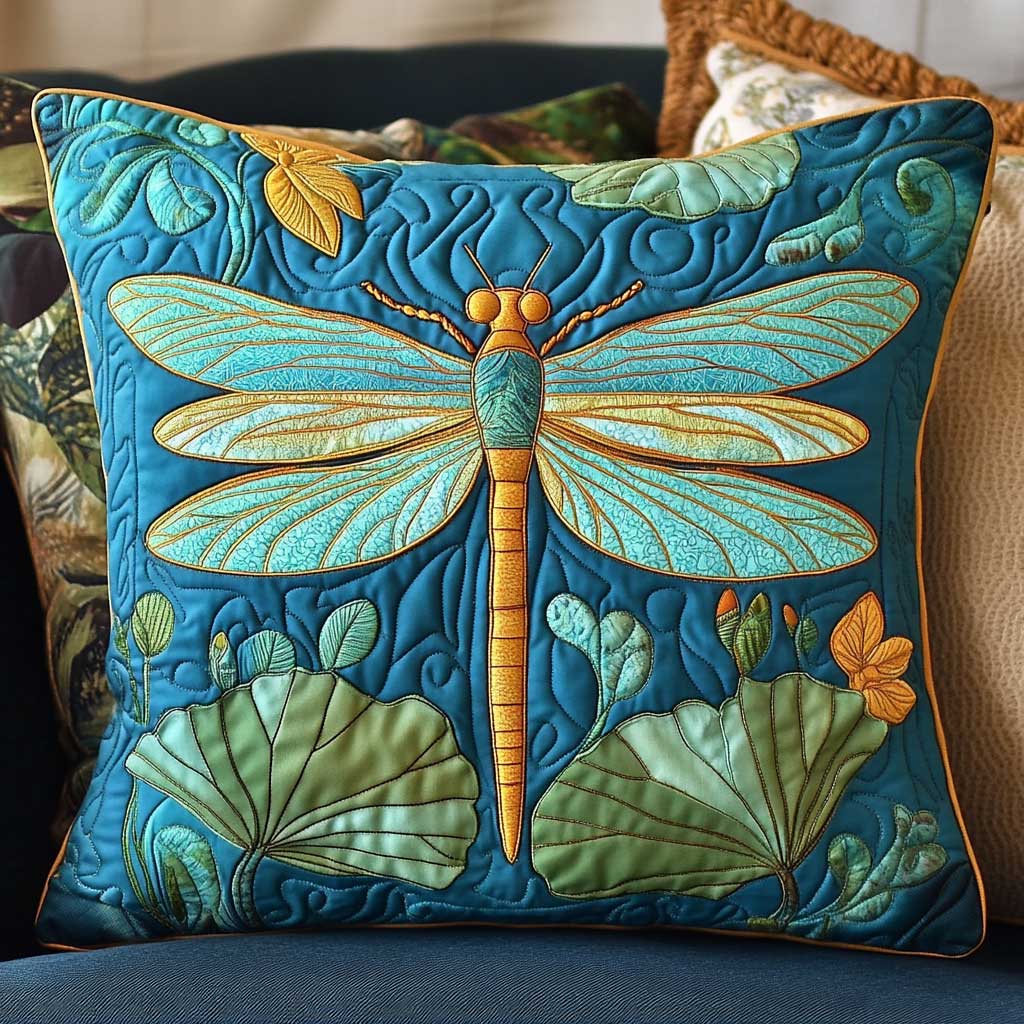 Lotus Dragonfly Quilted Pillow Case Modern Throw Pillows Dragonfly Christmas Gifts