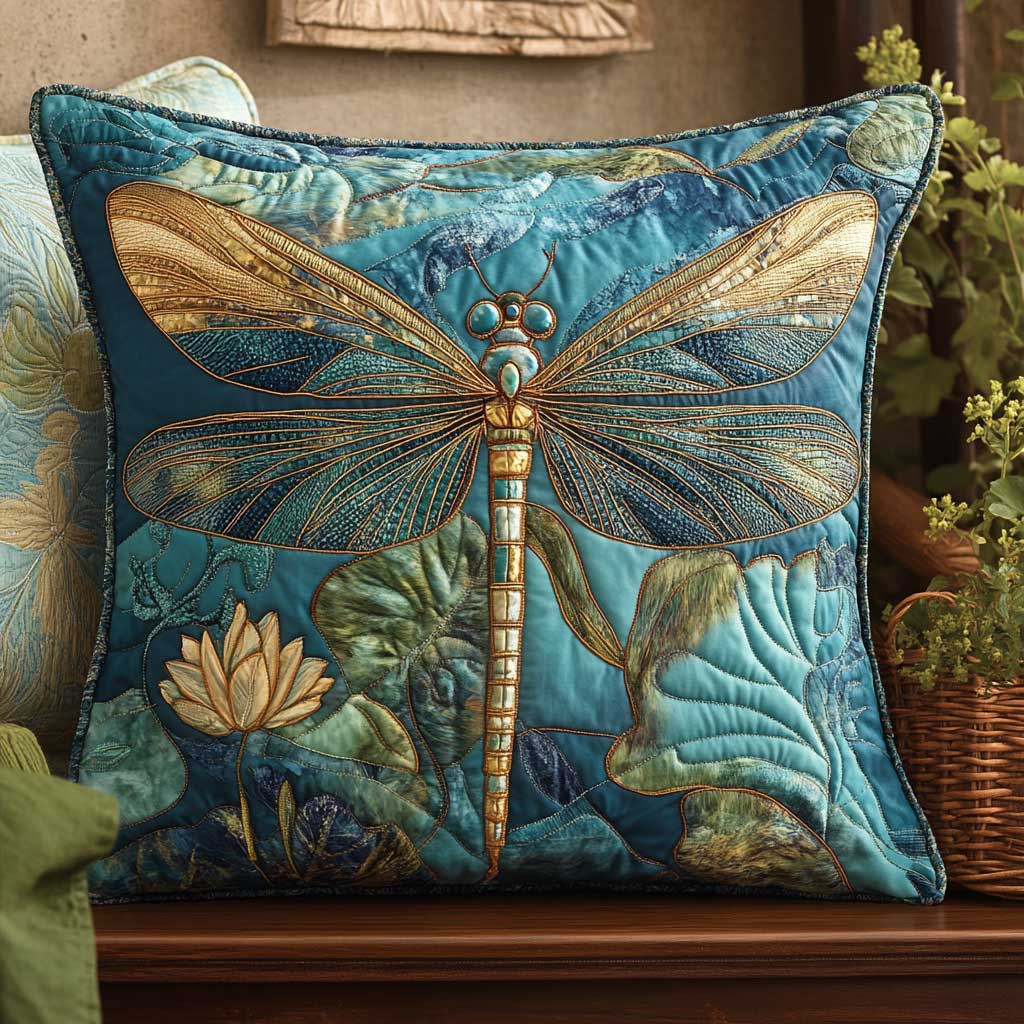 Lotus Pond Dragonfly Quilted Pillow Case Couch Pillows Family To Family Christmas Gift Ideas