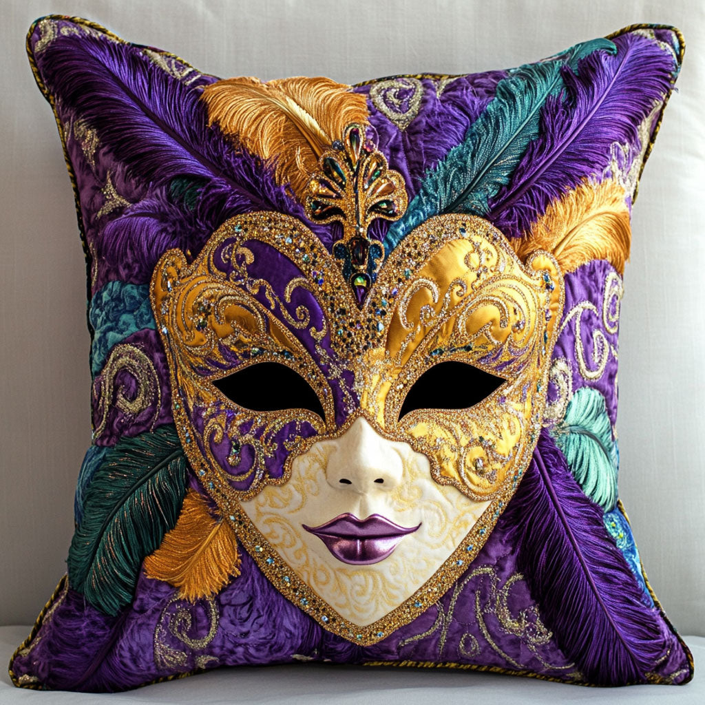 Mardi Gras Carnival Splendor Quilted Pillow Case Holiday Throw Pillows Mardi Grass Gift for Mom