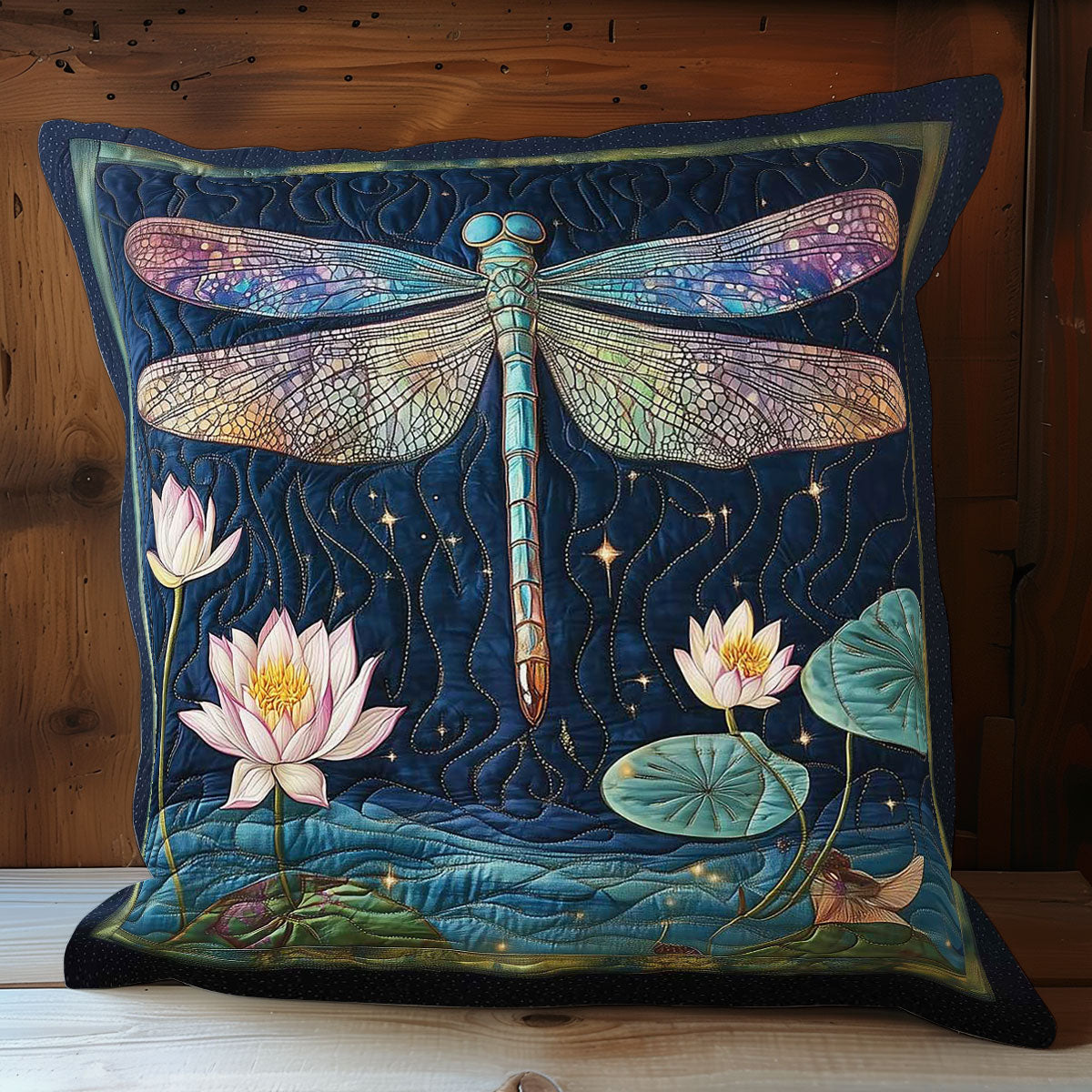 Night Lotus Dragonfly Quilted Pillow Case Large Couch Pillows Christmas Gift For Parents In Law