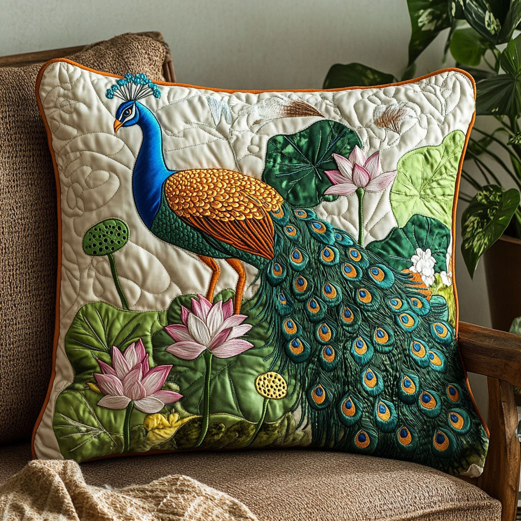 Peacock Lotus Quilted Pillow Case Decorative Pillows For Sofa Bonus Daughter Gifts