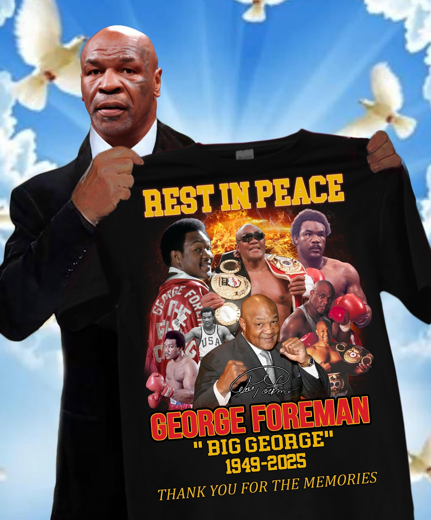 Jeorge Rip RIP In Memory Of Big George Foreman 1949 2025 T-Shirt Thank You For The ...