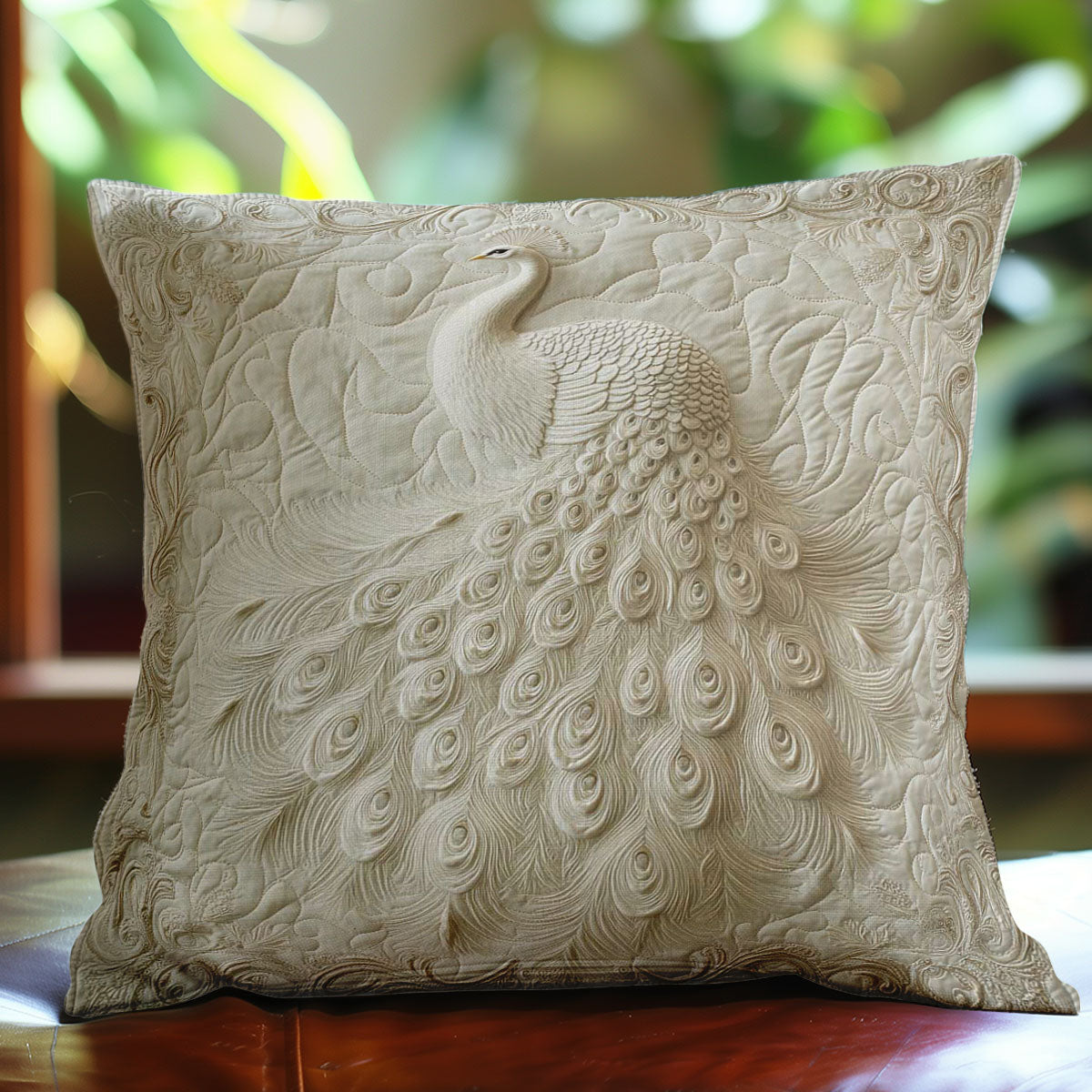 Royal White Peacock Quilted Pillow Case Decorative Pillows For Couch Best Christmas Gifts 2025