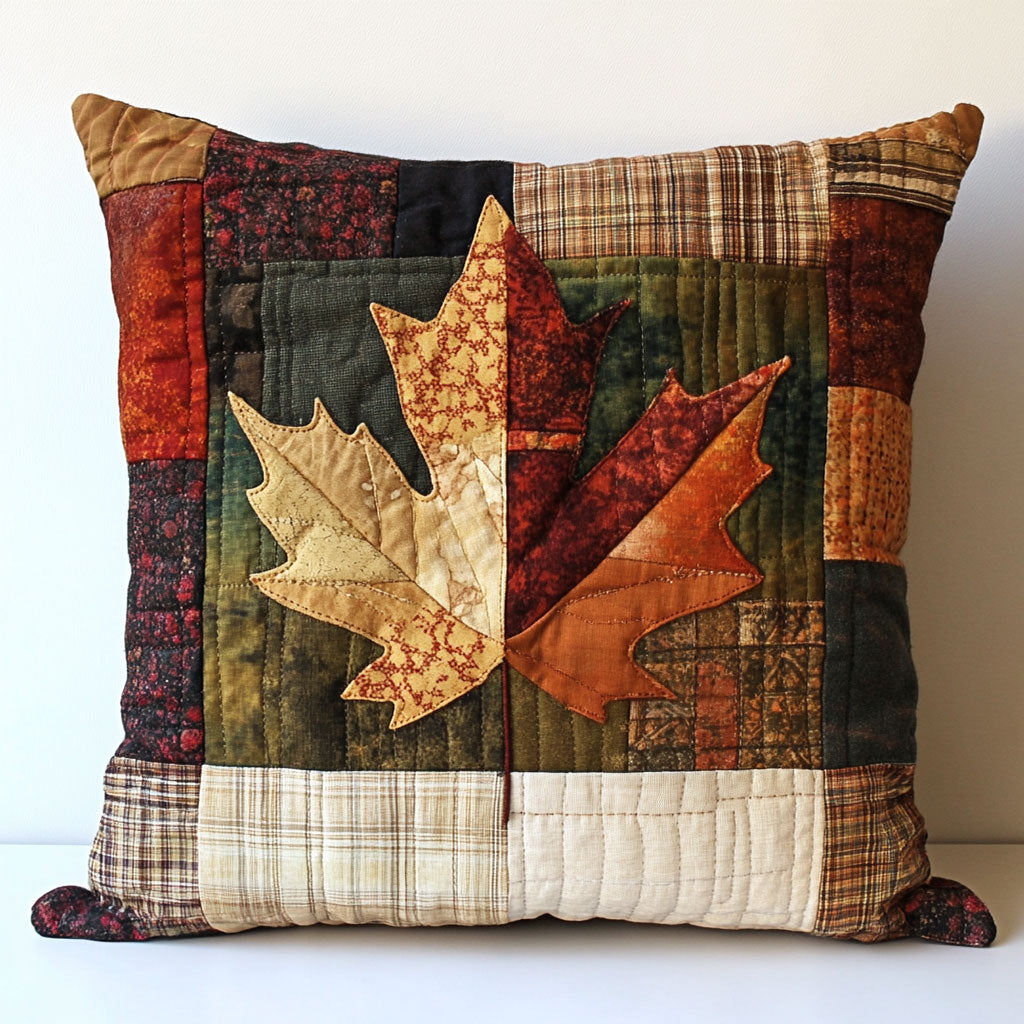 Rustic Maple Quilted Pillow Case Fall Pillows Good Thanksgiving Gifts
