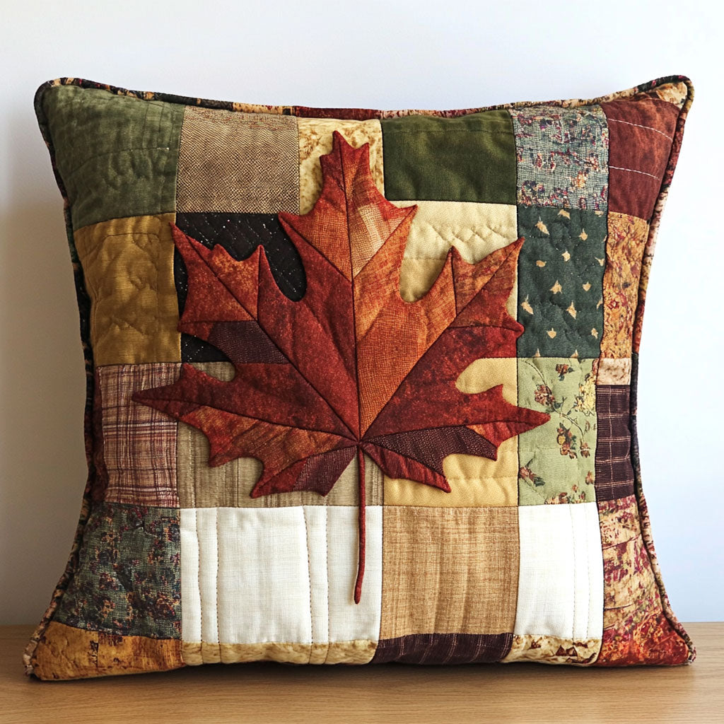 Rustic Maple Quilted Pillow Case Fall Pillows Meaningful Gifts For Her