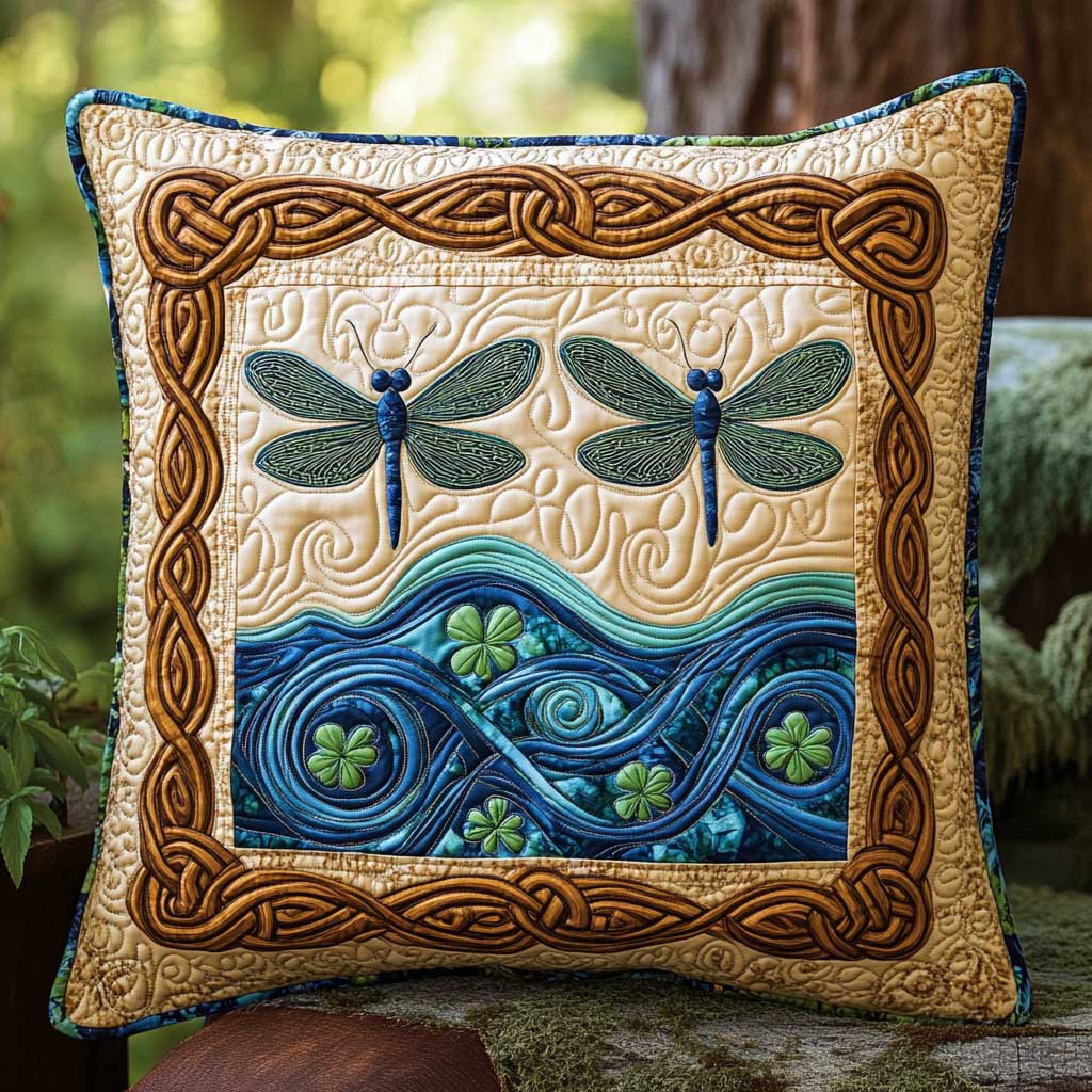 Shamrock Dragonfly Quilted Pillow Case Modern Throw Pillows Dragonfly Christmas Gifts