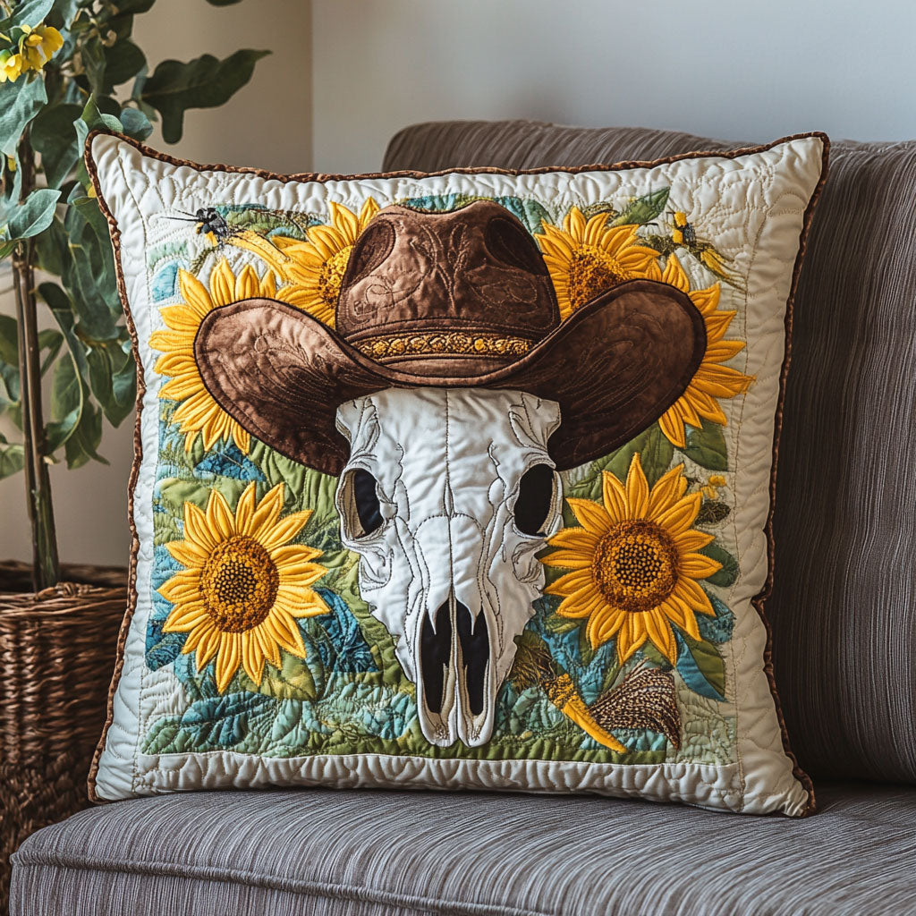 Skull Sunflower Quilted Pillow Case Fall Sofa Pillows Thanksgiving Present For Uncle