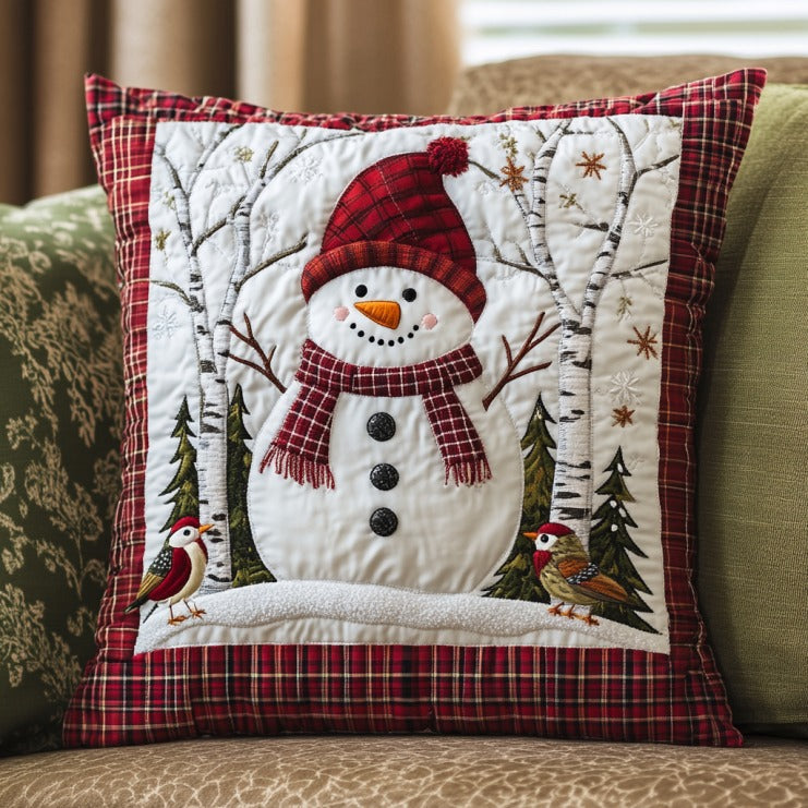 Snowman Quilted Pillow Case Holiday Pillows Gifts For Snowman Lovers