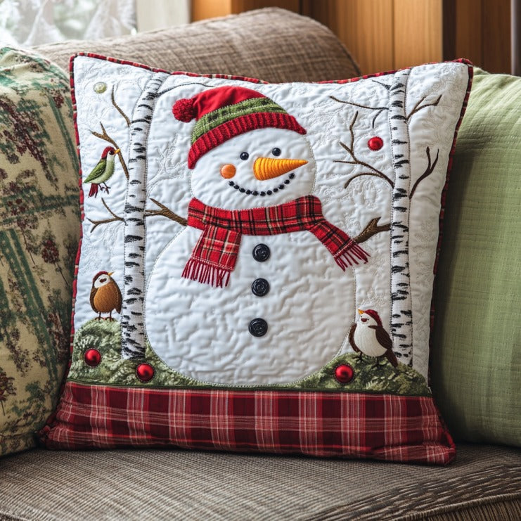 Snowman Quilted Pillow Case Holiday Pillows Snowman Christmas Gifts