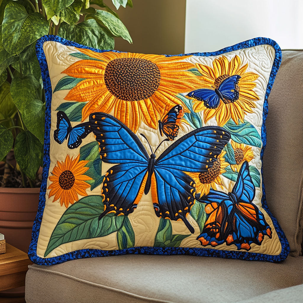 Sunflower Butterfly Quilted Pillow Case Colorful Throw Pillows Christmas Gift To Daddy From Daughter