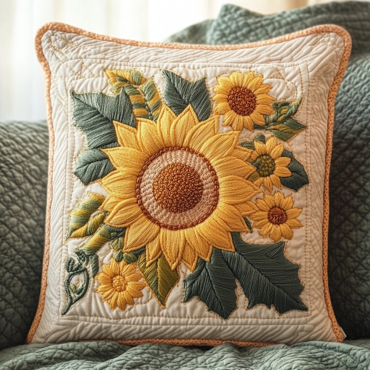 Sunflower Quilted Pillow Case Holiday Throw Pillows Sunflower Christmas Gift Ideas