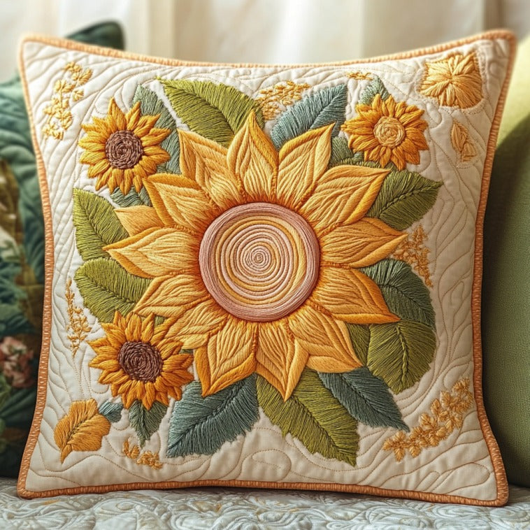 Sunflower Quilted Pillow Case Holiday Throw Pillows Xmas Gifts For Sunflower Lovers