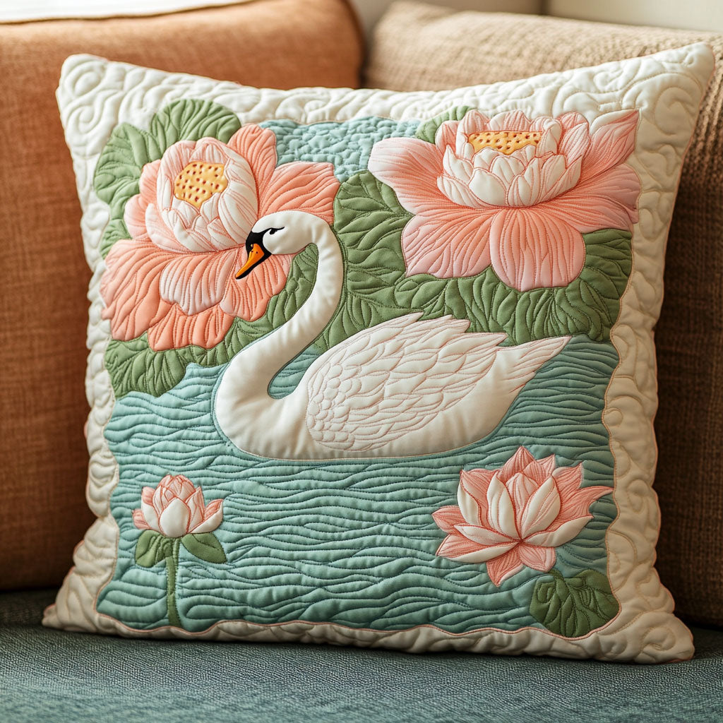Swan Garden Quilted Pillow Case Modern Throw Pillows Xmas Gifts For Family