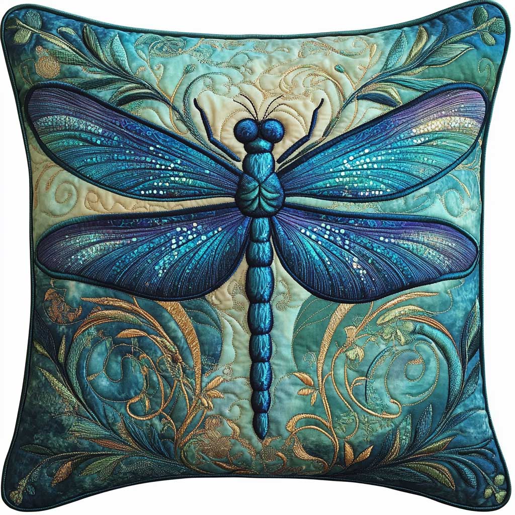 Torquoise Dragonfly Quilted Pillow Case Throw Pillow Covers Daughter In Law Gift For Christmas