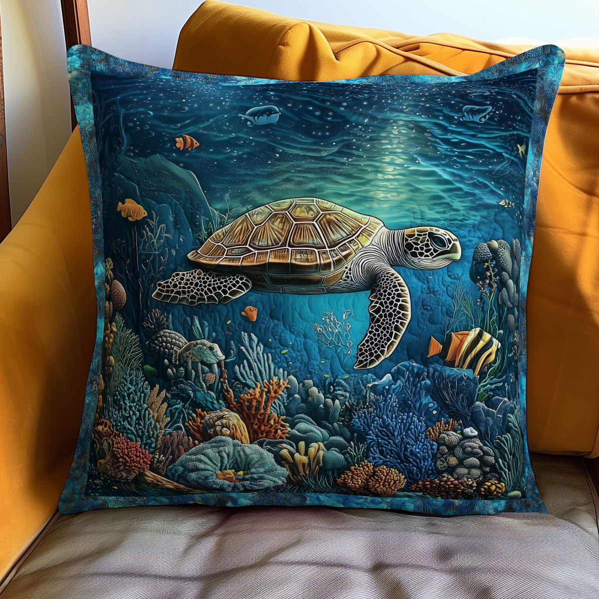 Turtle Garden Quilted Pillow Case Colorful Throw Pillows Christmas Presents For Cousin