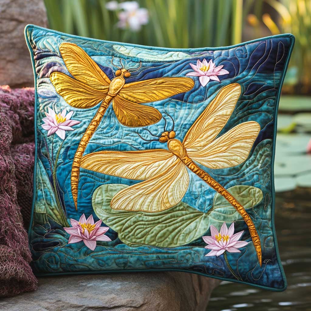 Vintage Lotus Dragonfly Quilted Pillow Case Large Couch Pillows Christmas Gift For Parents In Law