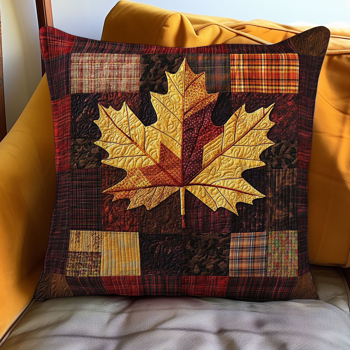 Warmth Maple Quilted Pillow Case Fall Throw Pillows Thanksgiving Christmas Gift for Mom