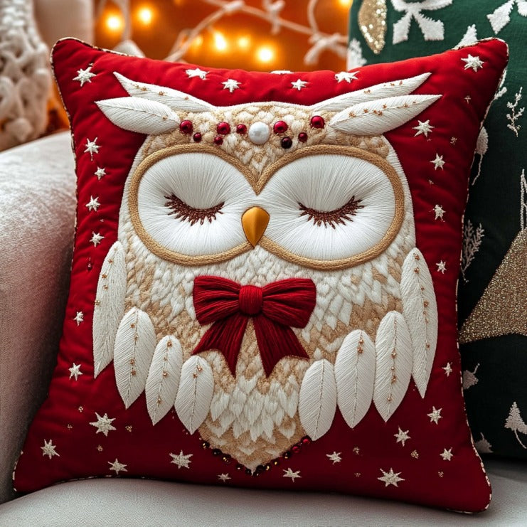 Winter Owl Quilted Pillow Case Holiday Pillows Christmas Gifts For My Girlfriend